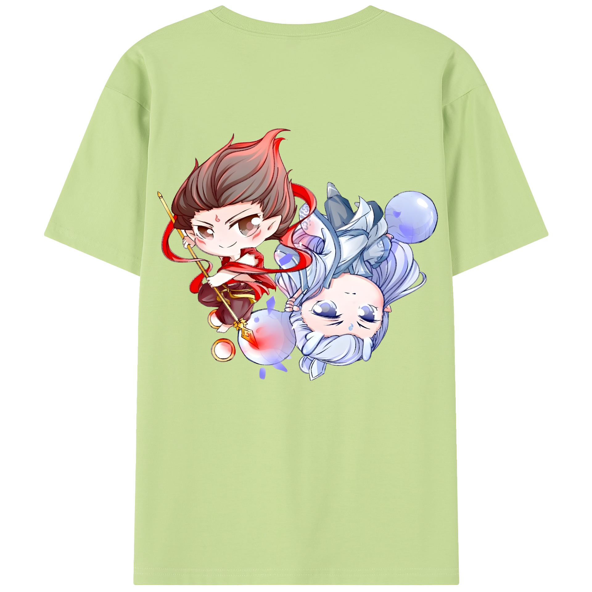 （画像用） Ne Zha 2 ナタ 魔童の大暴れ 綿100％半袖Tシャツ（背面プリント）